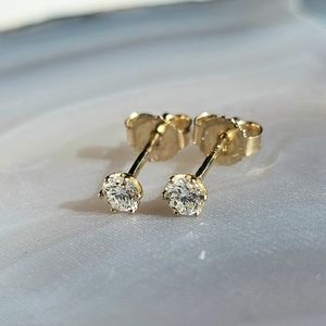 Real diamond earrings 14k yellow gold and push-back
